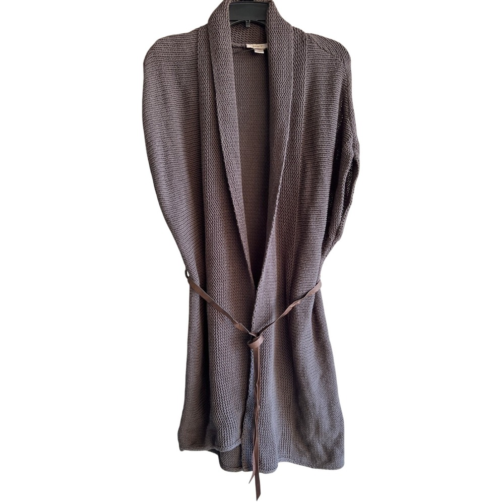 Loft Womens Size M Long Boho Cable Knit Dolman Sleeve Belted Peasant Sweater